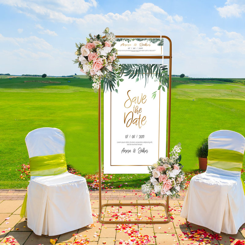 YaoTown 4.9Ft Iron Welcome Sign Frame Metal Wedding Arch Stand